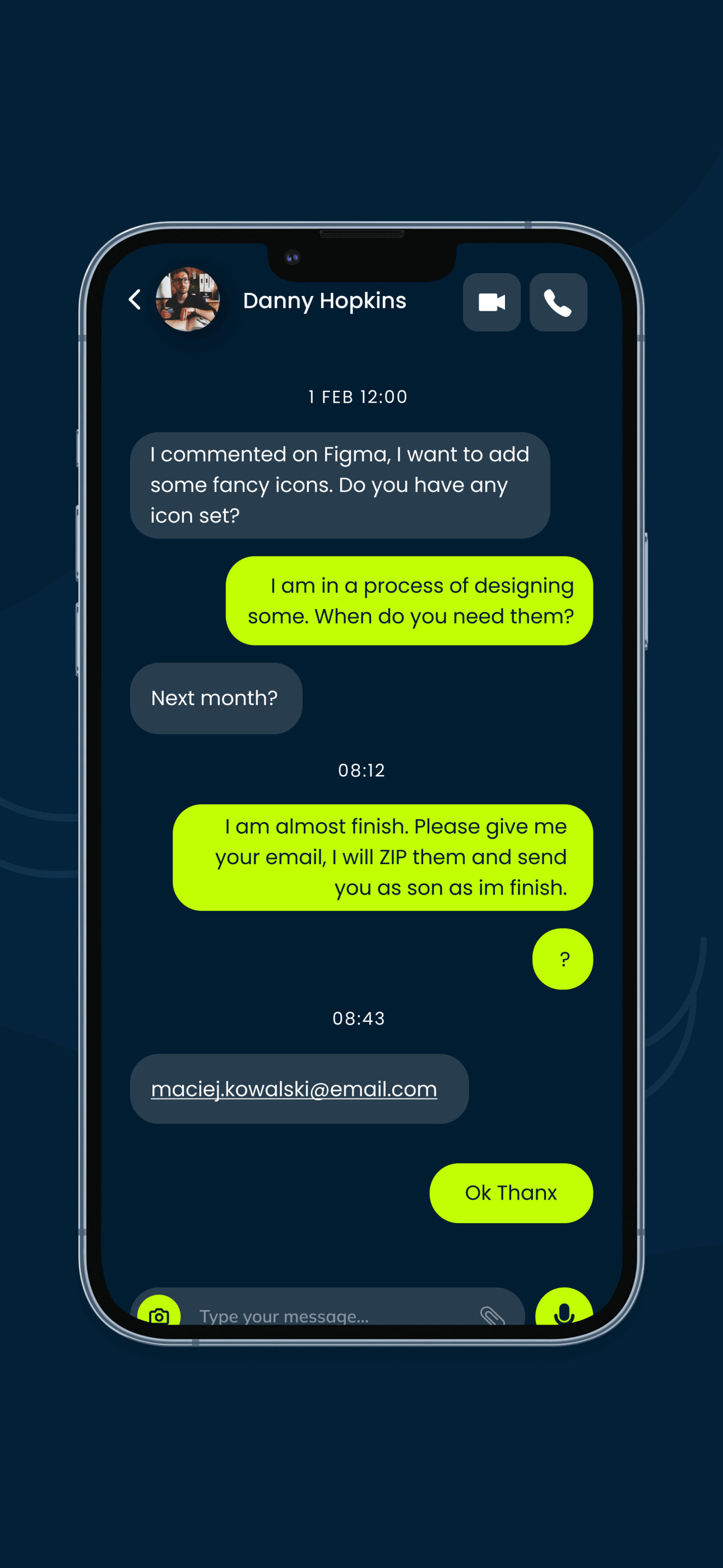 NeoVista App Interface - Chat/Messages